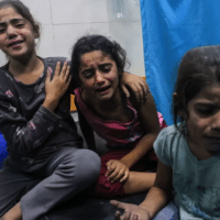 | Palestinian children injured in an Israeli air strike await treatment at the Nasser hospital in Khan Yunis in southern Gaza on 17 October 2023 AFP | MR Online